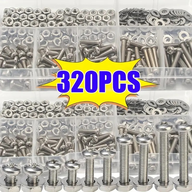 320PCS Hex Nuts & Bolts Set M2 - đánh giá và giá Furniture Hardware Kit