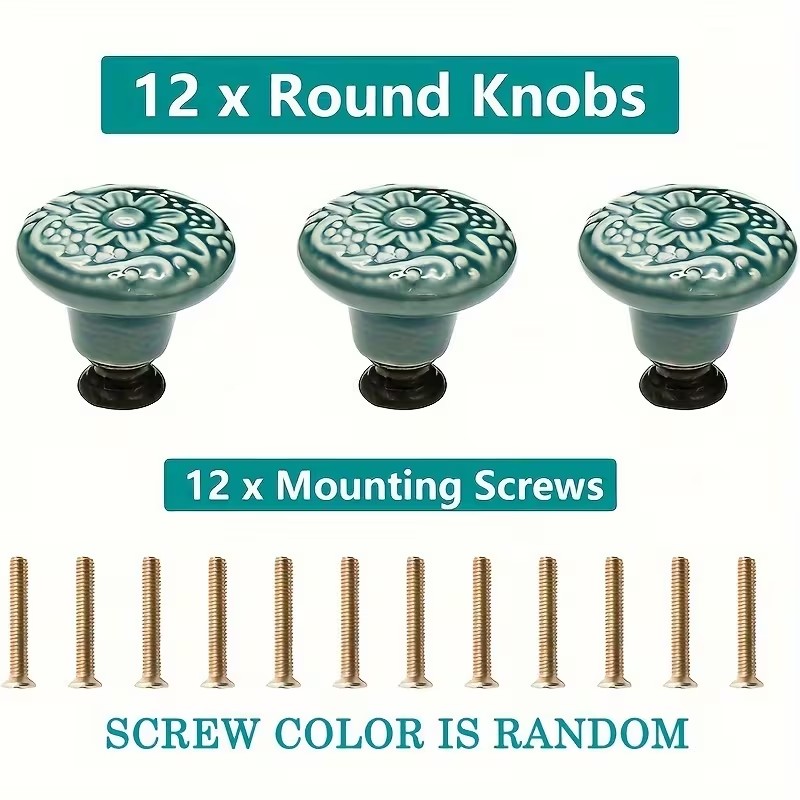 12pcs Ceramic Cabinet Knobs, F - đánh giá và giá Furniture Hardware Kit
